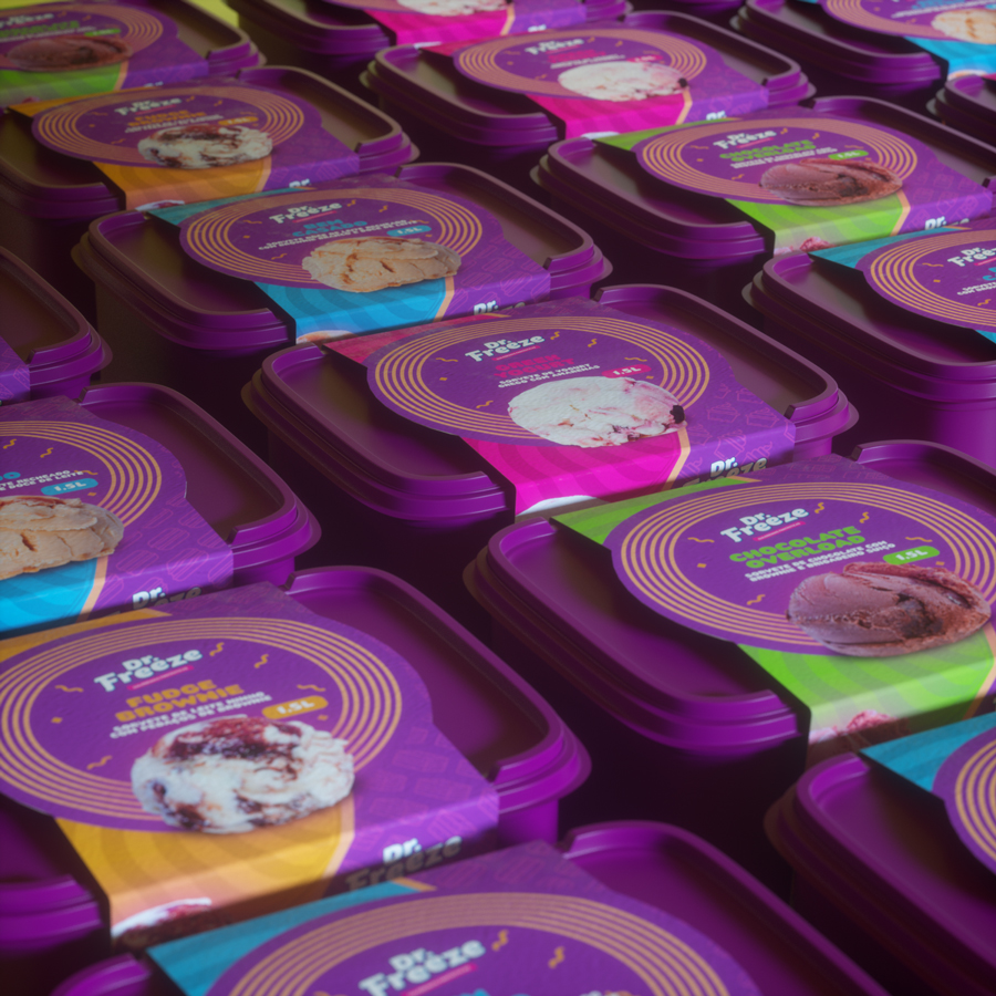 Dr. Freeze - product artwork with Cinema 4D rendering by Rafael Pereira - ice cream line