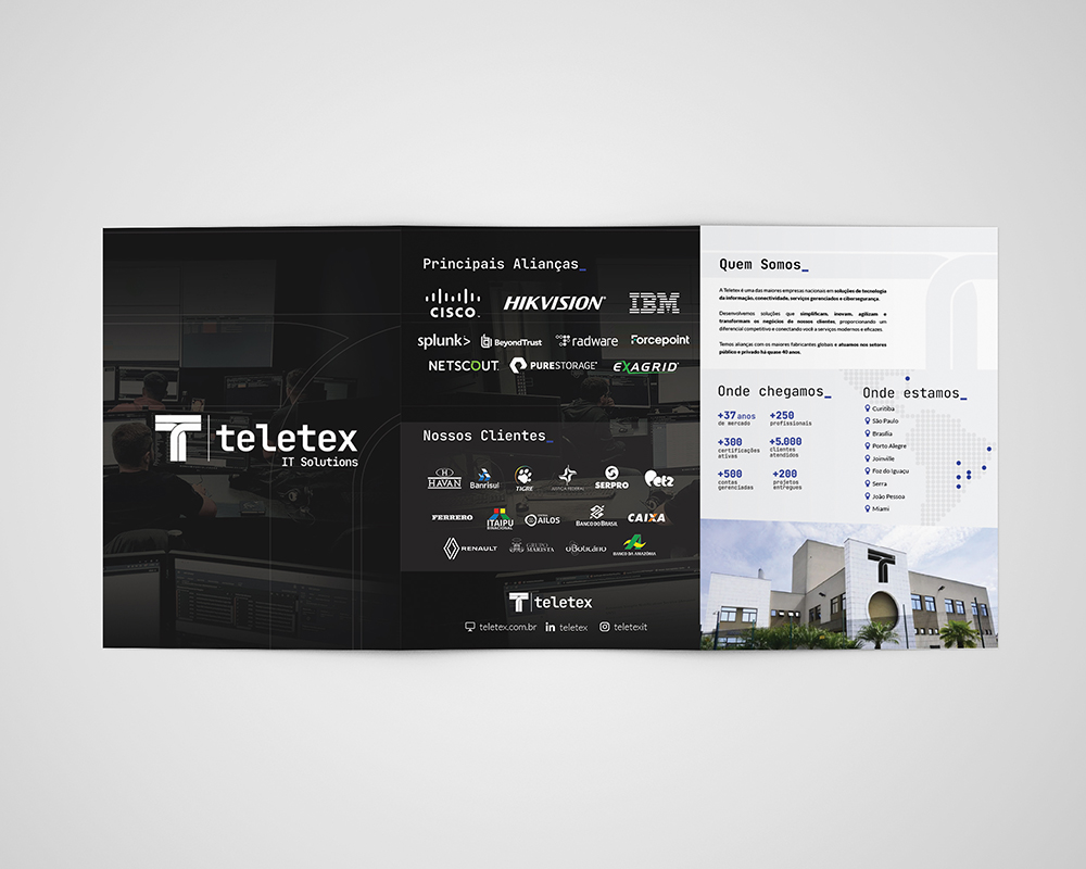 Teletex IT Solutions - material institucional impresso criado por Rafael Pereira - folder corporativo