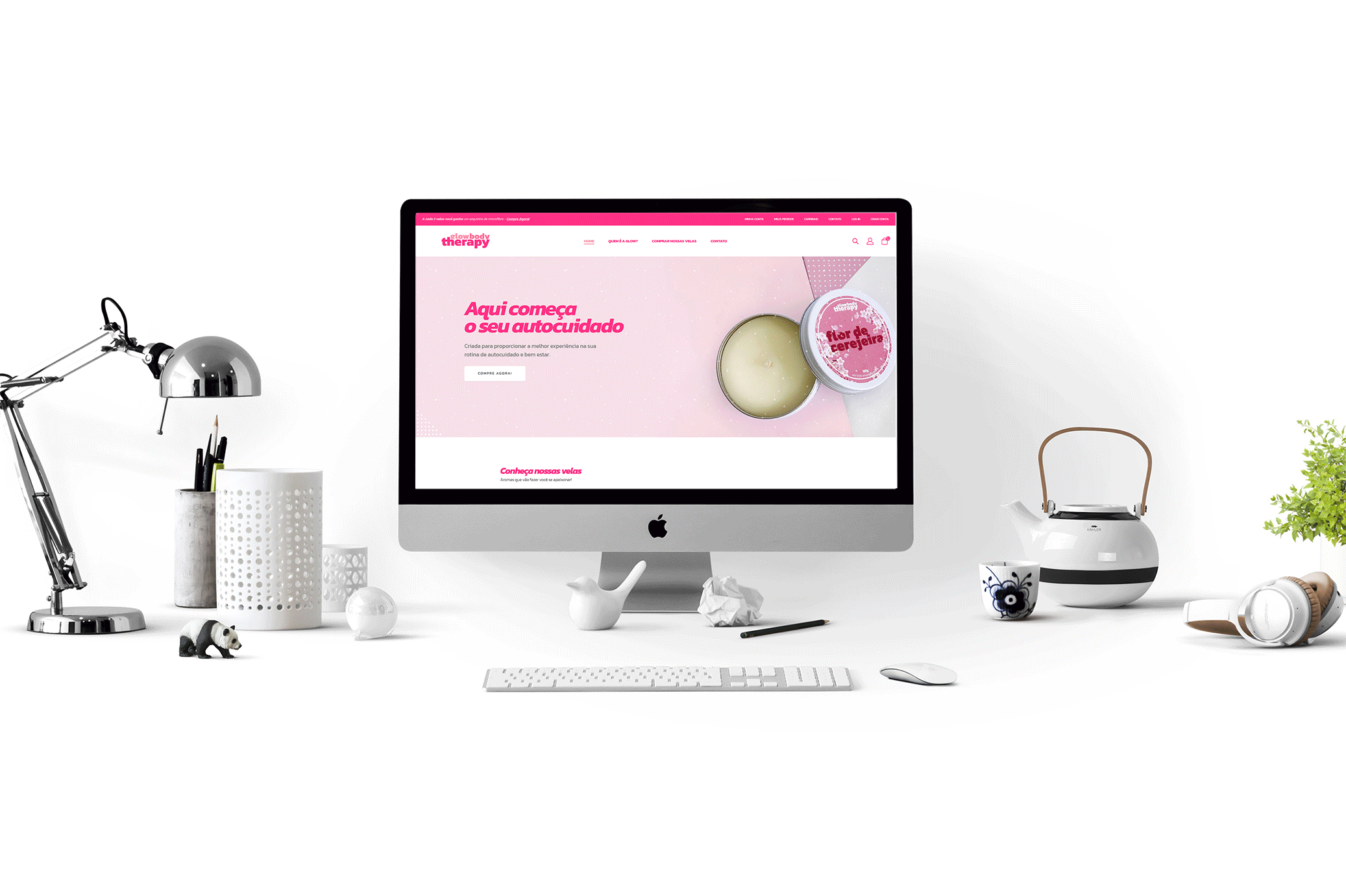Glow Body Therapy - mockup animado da loja virtual criado por Rafael Pereira - site WordPress e WooCommerce