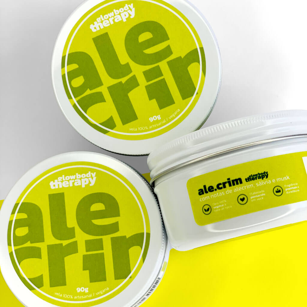 Glow Body Therapy - rótulo de vela aromática de alecrim criado por Rafael Pereira - design de embalagem