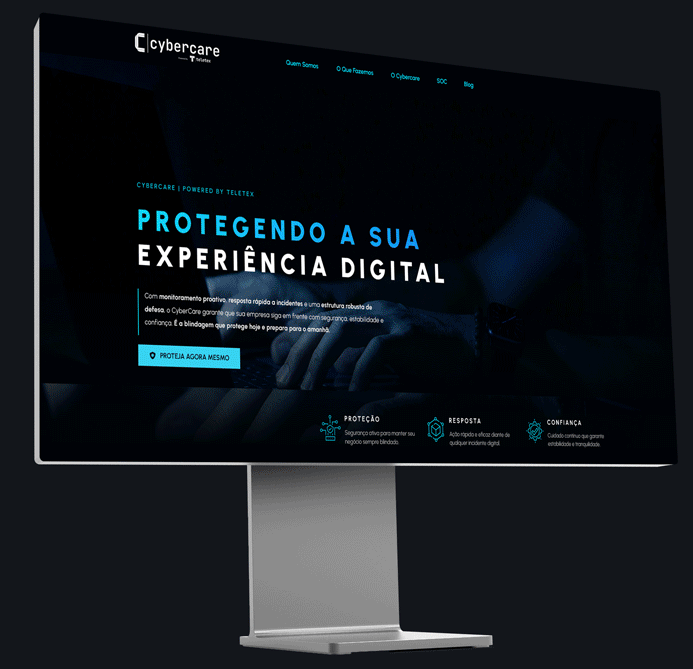 Teletex IT Solutions - mockup animado criado por Rafael Pereira - landing page CyberCare