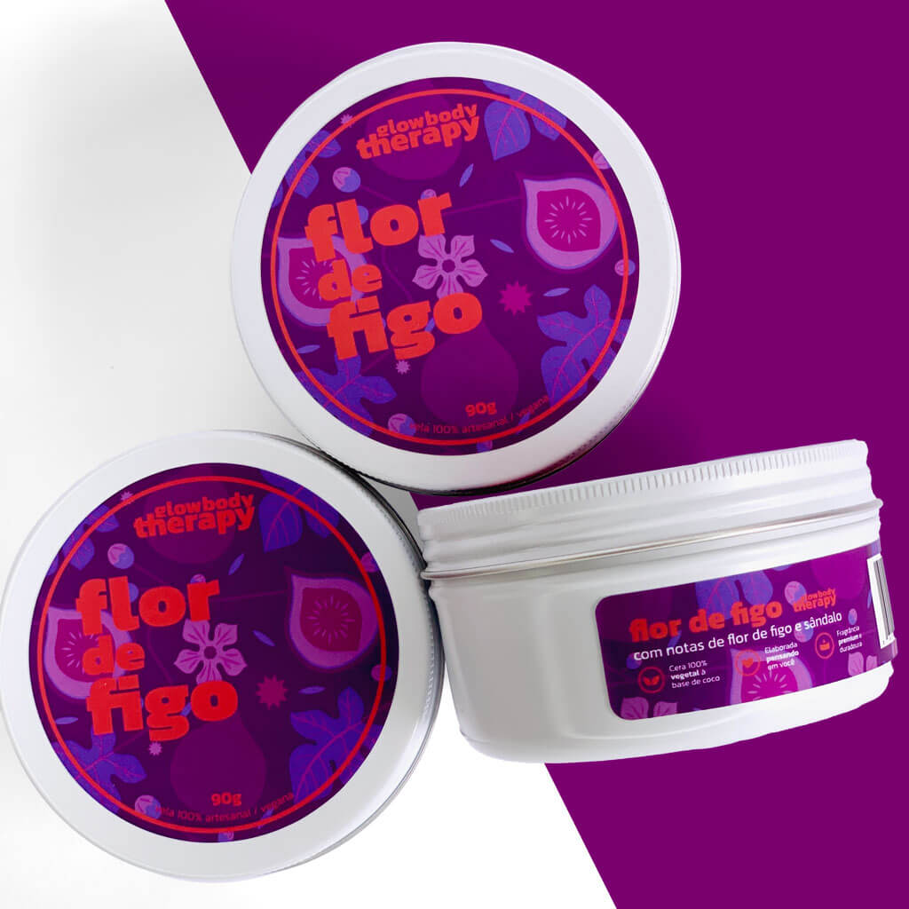 Glow Body Therapy - rótulo de vela aromática flor de figo criado por Rafael Pereira - design de embalagem