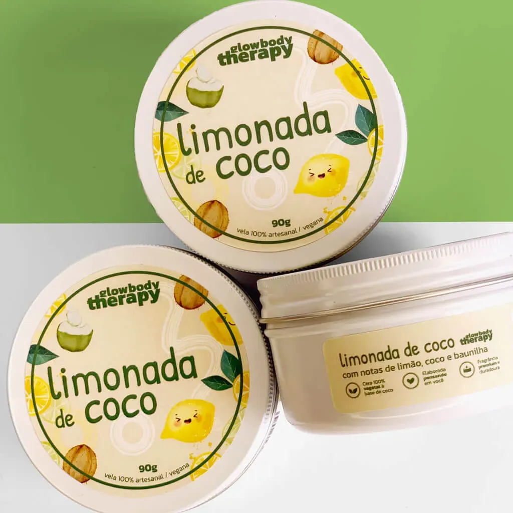 Embalagens da vela Limonada de Coco - Glow Body Therapy