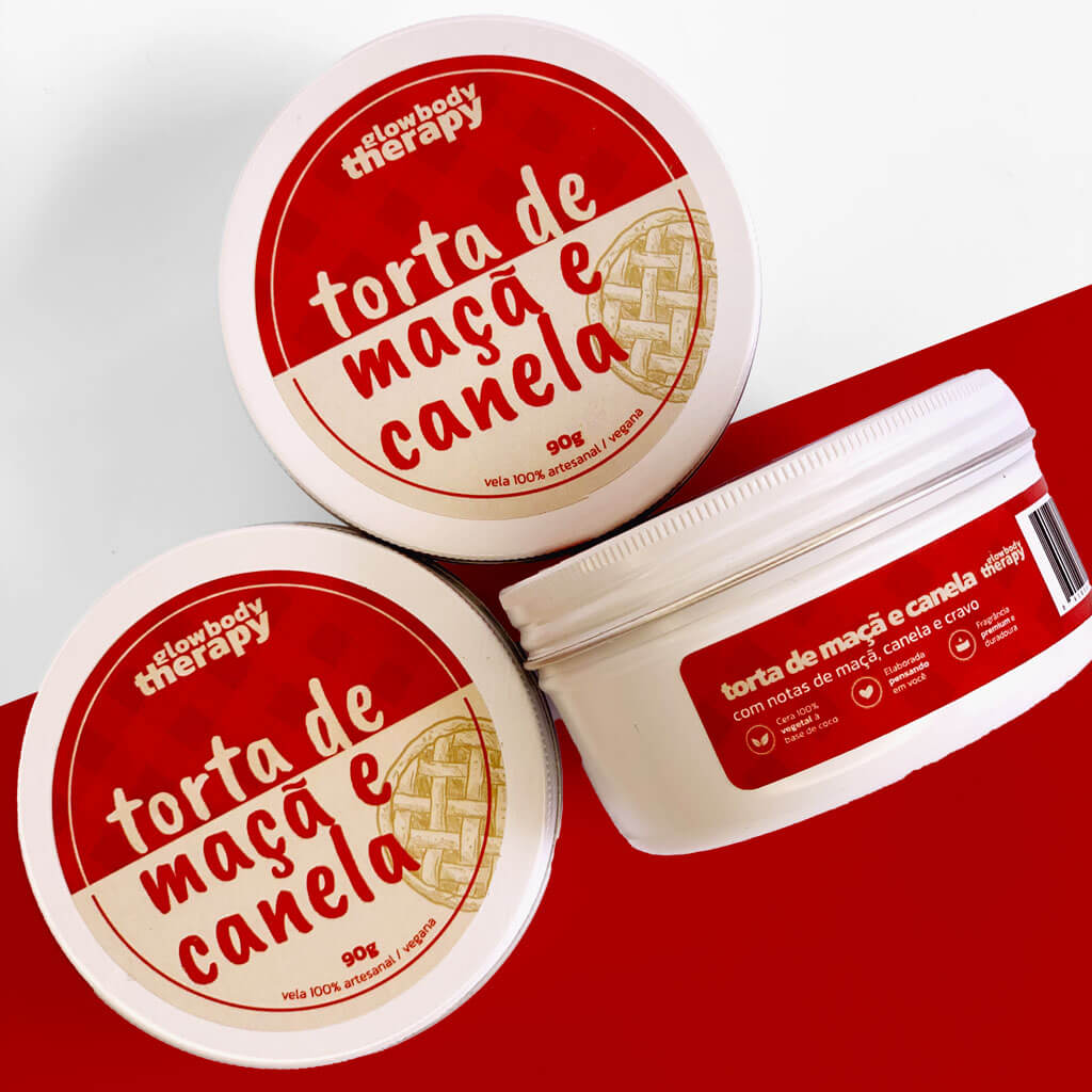 Glow Body Therapy - rótulo de vela aromática torta de maçã criado por Rafael Pereira - design de embalagem